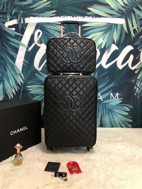 chanel luggage set|chanel travel bag with wheels.